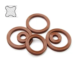 CS 1.78mm Brown FKM X-Ring Seals ID 2.9-133.07mm Four Lip Seal Ring Gaskets Oil Resistant and Waterproof