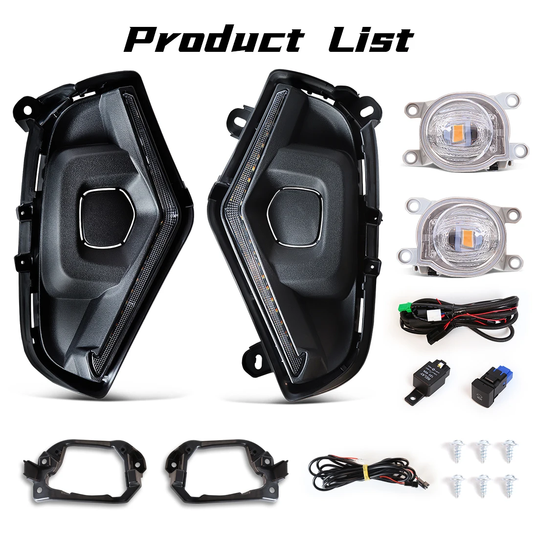 LED Fog Lamp DRL For Toyota RAV4 2019-2025 Daytime Running Light Amber Turn Signal Fog Lamp Start-up Animation Car Accessories