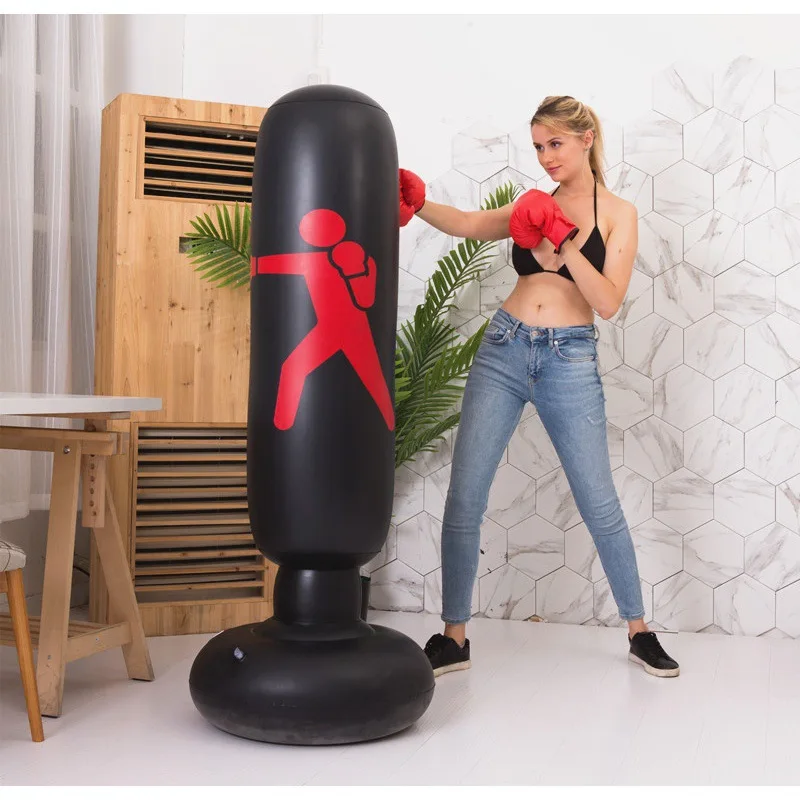 PVC thickened inflatable fitness boxing column, tumbler household fighting column, sandbag vertical vent toy,1.6 meters high