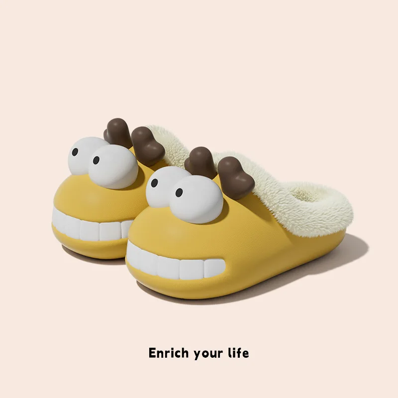 

Cute Dragon Cotton Slippers For Women In Autumn And Winter Indoor Home Slippers Shoes For Warmth Dormitory Slippers