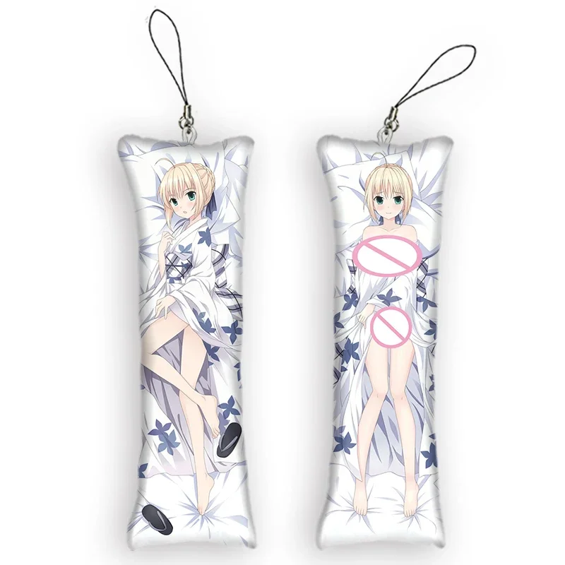 

Fate/stay Night Altria Anime Pendant Small Keychain Pendragon Hanging OrnamentDakimakura Cartoon Mini Body Pillow Pendants Cute