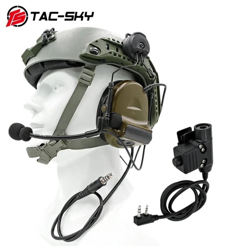 TAC -SKY Tactical Headset Electronic Hearing Protection Shooting Headphones Noise Reduction Hunting Earmuffs for ARC Rail Helmet