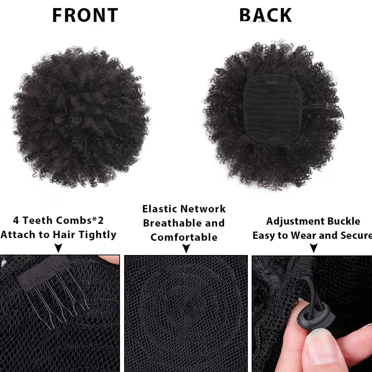 10inch Synthetic Big Afro Puff Drawstring Ponytail Extensions for Black Women 4b 4c Afro Kinky Curly Hair Bun Ponytail Wigs