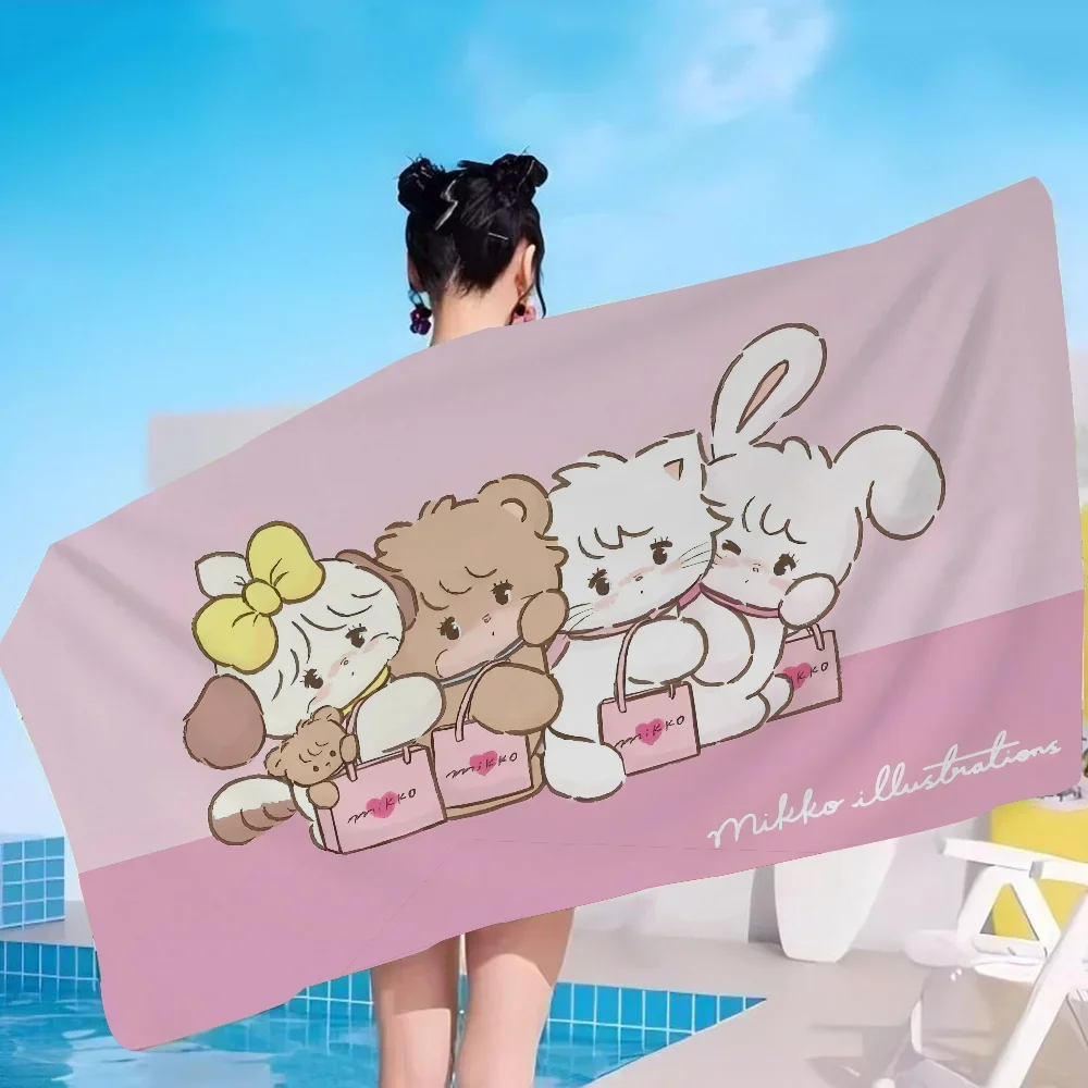 Cute Cat Mikko I-illustrations Microfiber Beach Towel Absorbent Quick dry Soft Yoga Swimming Resort Mountain Climbing Towel
