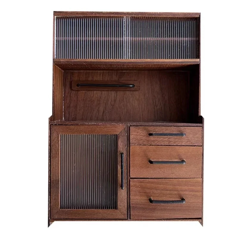 Scene Photo Model Black Walnut Coffee Cabinet Doll House Furniture