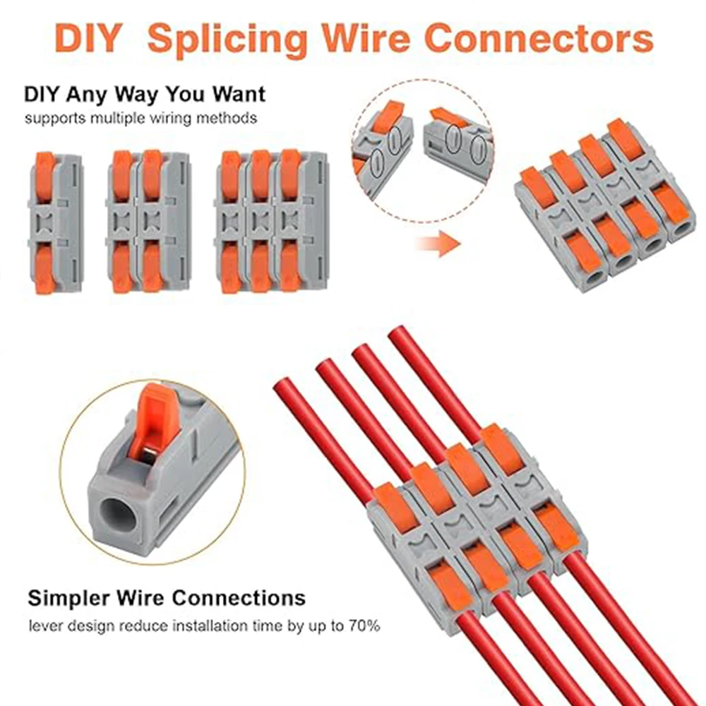 Picture 4: Lever Wire Connectors, 28-12 AWG Quick Connect Electrical Splicing Kit Compact Push-in Terminal Blocks for Solid & Stranded Wire