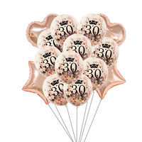 14pcs rose gold 30 40 50 60 happy birthday latex balloons heart star balloons adult birthday party decoration 30th birthday