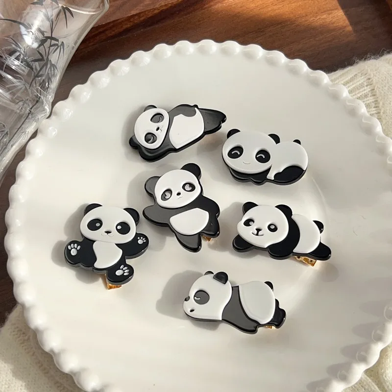 

6 шт. милых заколок для волос в виде панды для женщин, очаровательный игривый дизайн, модный стильный аксессуар, новинка для девочек, стильные повседневные украшения для волос