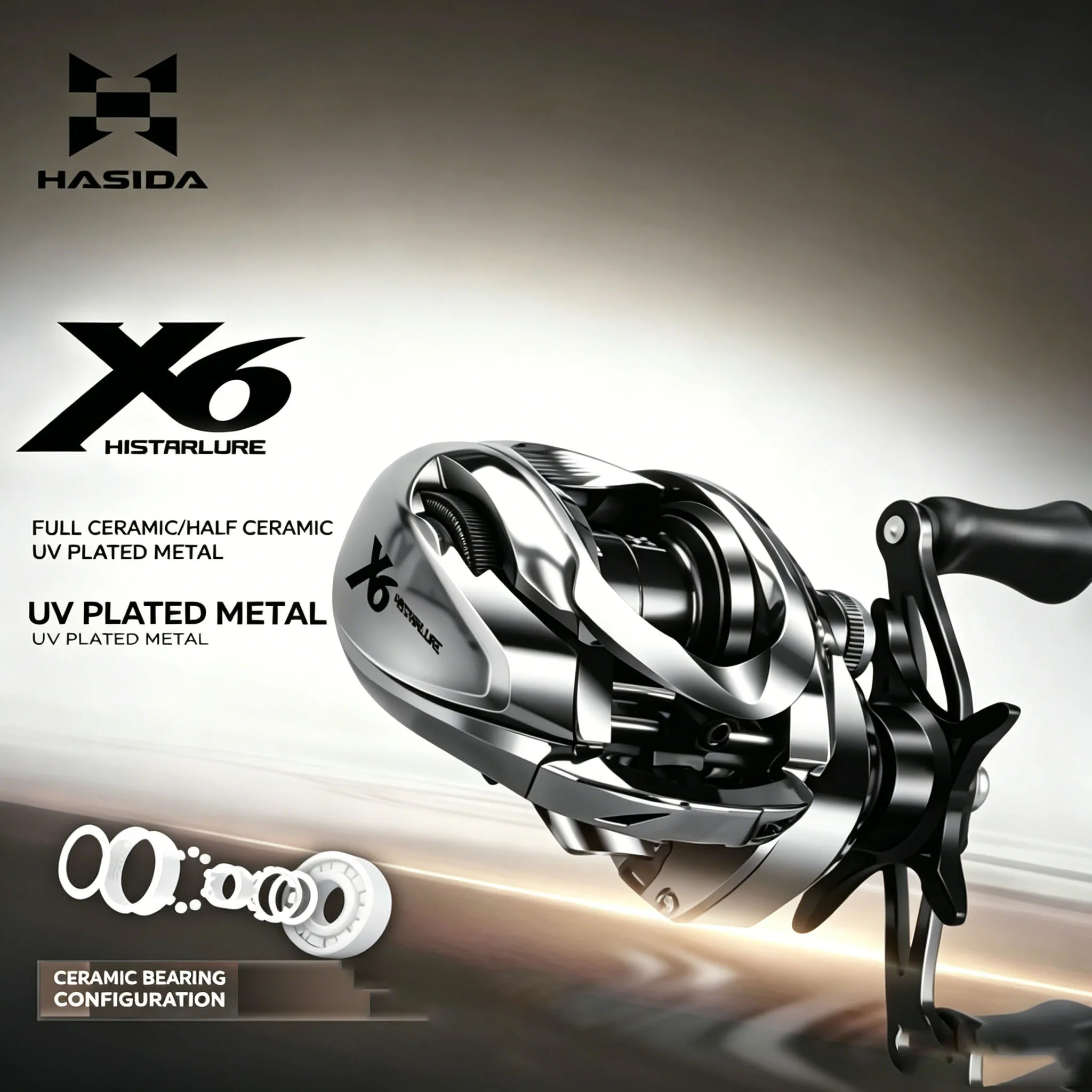 

HASIDA Ultralight X6 Baitcasting Fishing Reel Standard/Light 2 Models High Ratio Ceramics Ball Bearings AT7 Aluminum Spool