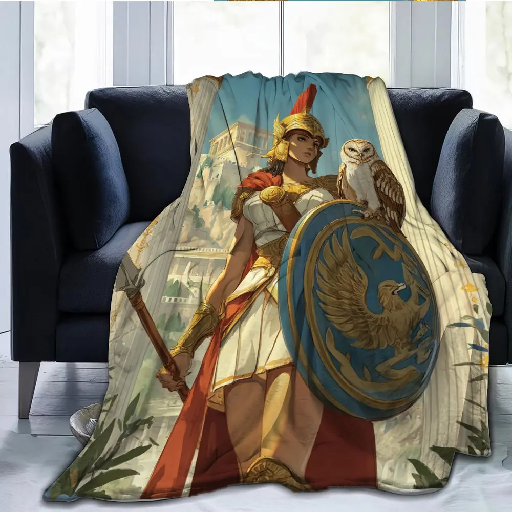 Design by ancient Greek soldiers Flannel printed blanket suitable for all seasons suitable for living room office sofa travel