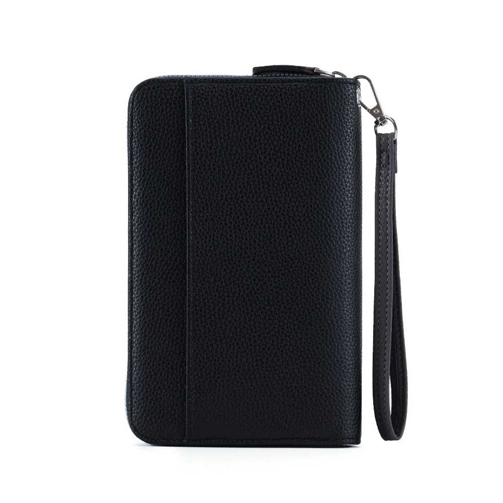 

Luxury Leather Long Wallet Large Capacity Solid Color Phone Handbag With Wrist Strap Coin Pocket Women