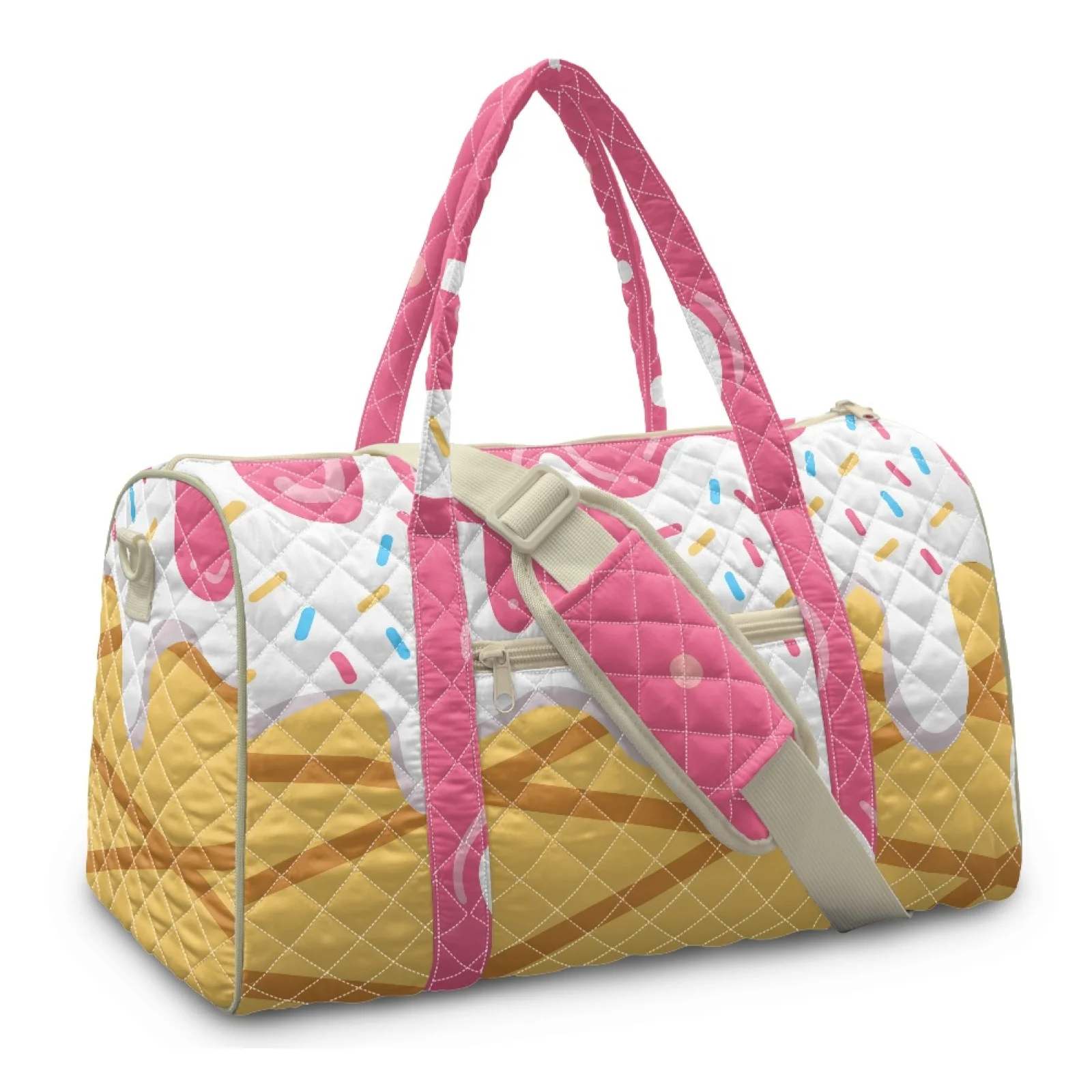 Coloranimal Waffle Print New Trend Large Capacity Quilted Duffle Bag for Womens Polyester Workout Duffle Bag