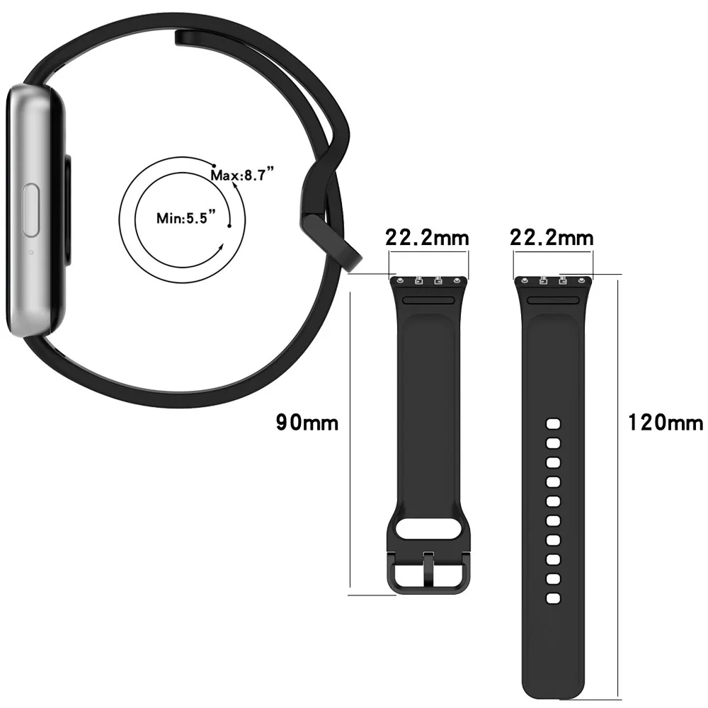 BEHUA Armband für Samsung Galaxy Fit 3 SM-R390, strapazierfähiges Silikon-Sportarmband, einfarbig, verstellbares Armband-Zubehör – Detail 3