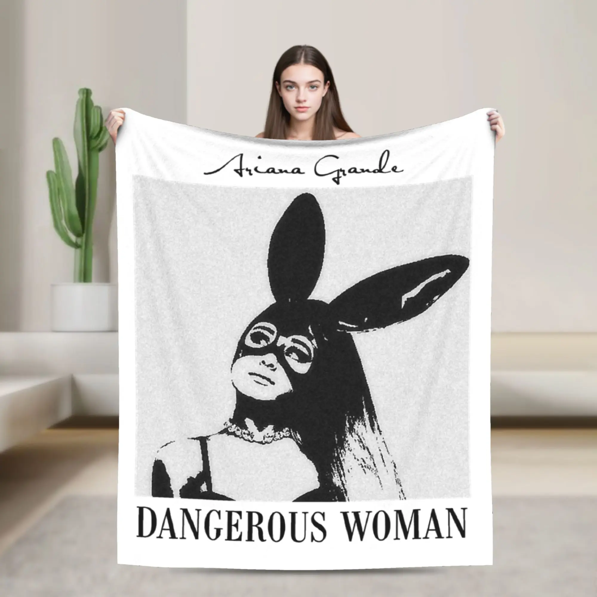Dangerous Woman Arianas Grandes Blanket Fleece Decoration  Portable Super Soft Throw Blanket for Sofa Car Plush Thin Quilt