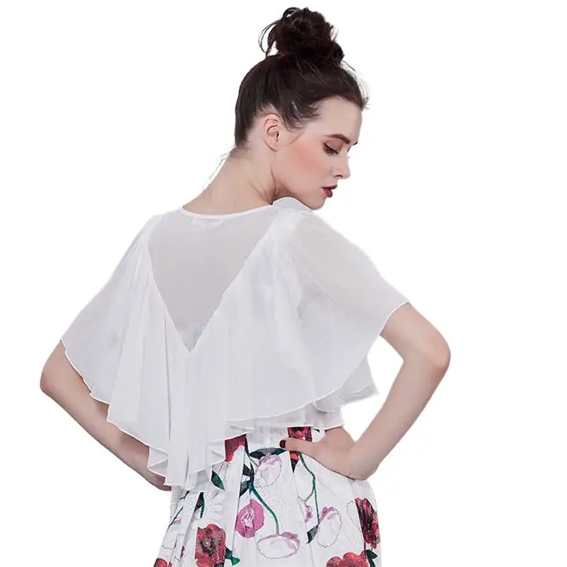 2026 Summer Women Chiffon Short Cardigan Tops Casual Butterfly Sleeves Outwear Blouse Elegant Ladies Party Tops 블라우스