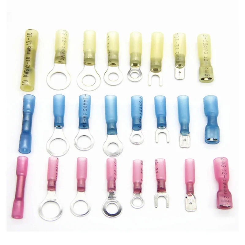 Insulated Butt Wire Connector Heat Shrink Crimp Terminals Kit Male Female Electrical Cable Spade Ring Fork Terminal 240PCS