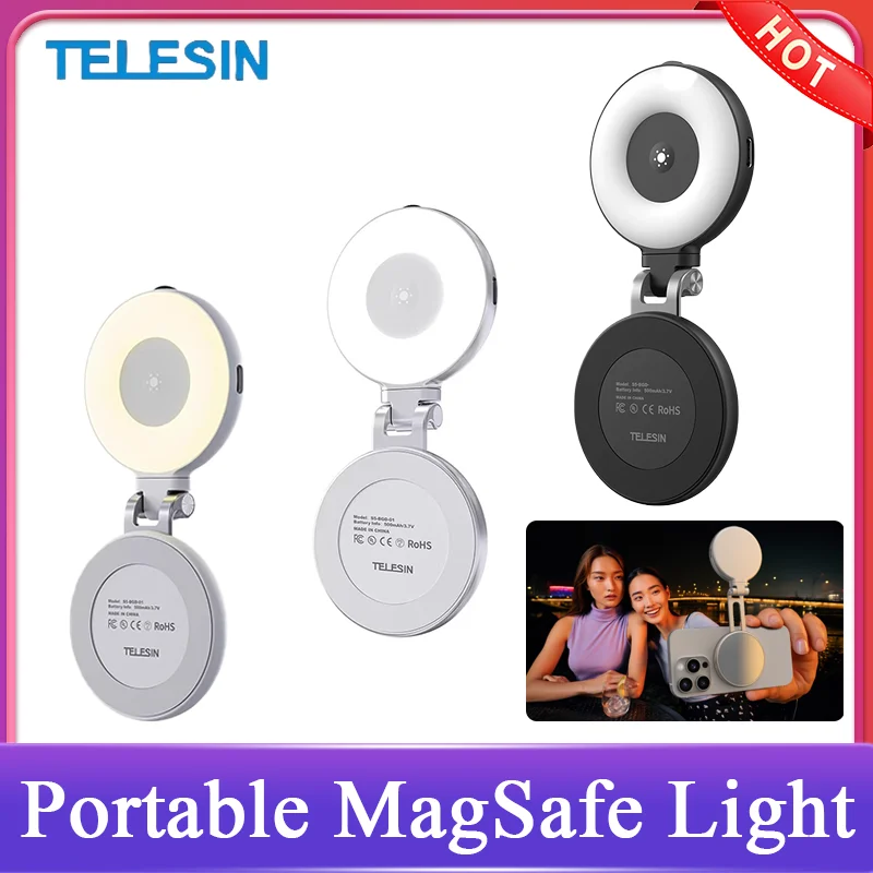 TELESIN MagSafe Light CRI 95+ لـ Vlog Livestream صورة ثنائية اللون قابلة للطي مناسبة للهواتف المحمولة المغناطيسية #1