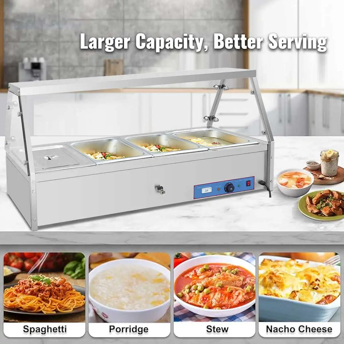 Commercial Restaurant Equipment High Quality Table Top Electric Hot Buffet Machine For Catering,bain Marie Food Warmer Display