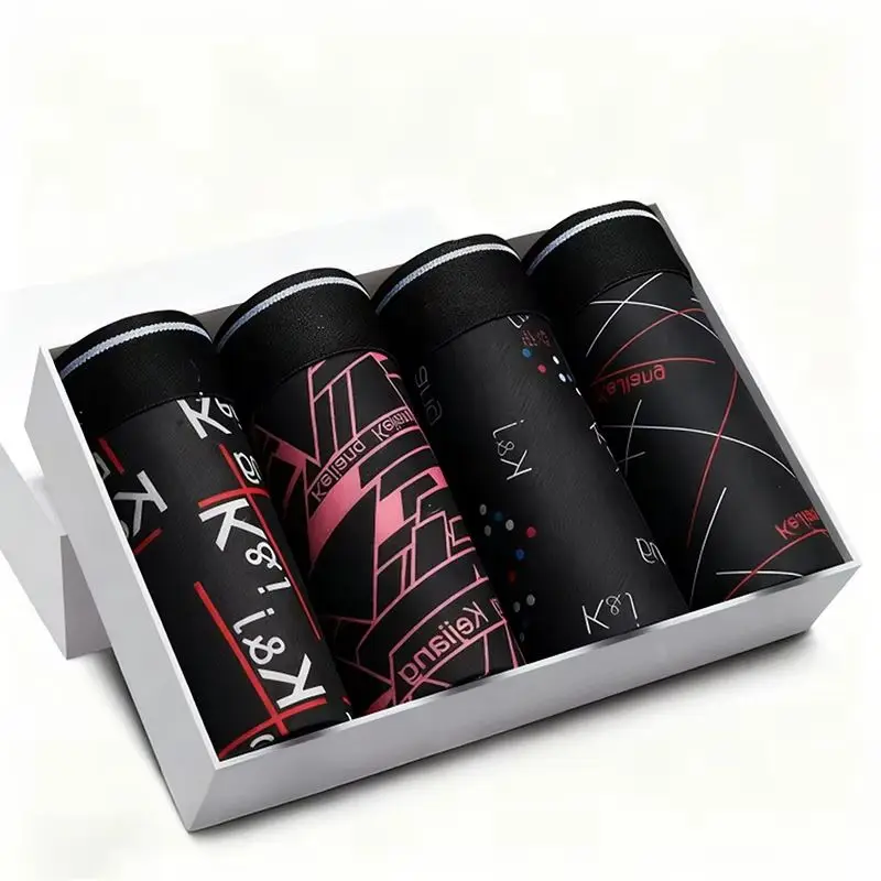 

4Pcs Men's Ice Silk Boxer Briefs Seamless Breathable Underwear Antibacterial Crotch Ultra-Thin Cool Summer Trunks For Daily Wear