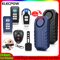Elecpow Bicycle Anti Theft Alarm 113dB Waterproof Motorcycle Electric Bike Alarm Wireless Remote Remote Vibration Detector Alarm