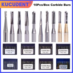 10Pcs Dental Carbide Bur High Speed Tungsten Steel Crown Cutting Burs For High Speed Handpiece Dia.1.6mm FG1-6/557/1558/1957