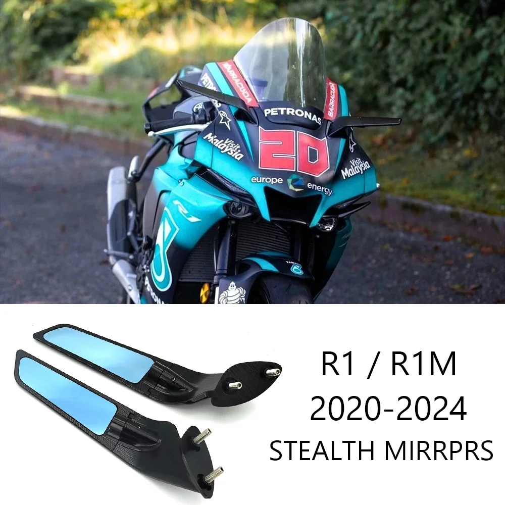 

R1M Accessories Stealth Mirrors Sports Winglets Mirror Kit Adjustable Rearview Mirrors For Yamaha R1 R1M 2020-2024