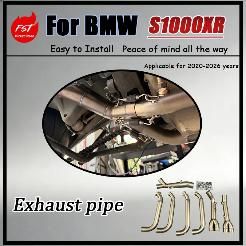 For BMW S1000XR 20-26 FST Stainless Steel Front mid Section Exhaust Pipe Engine Sound Optimization Protective Exhaust System