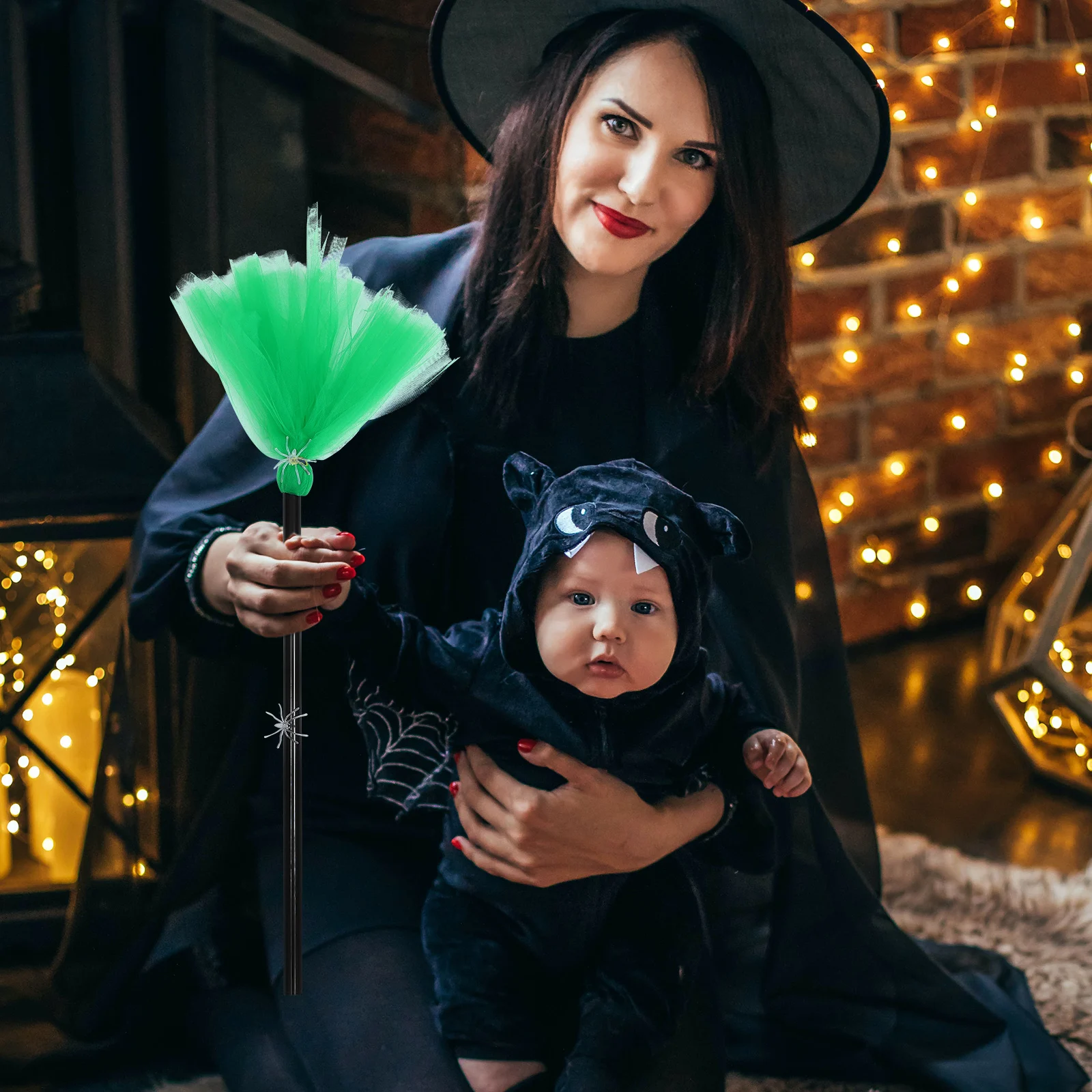 

Halloween Broom Wizard Prop Decorative Witch Besom Toy Gift Kids Role Playing Masquerade Accessories Durable Plastic Mesh Small