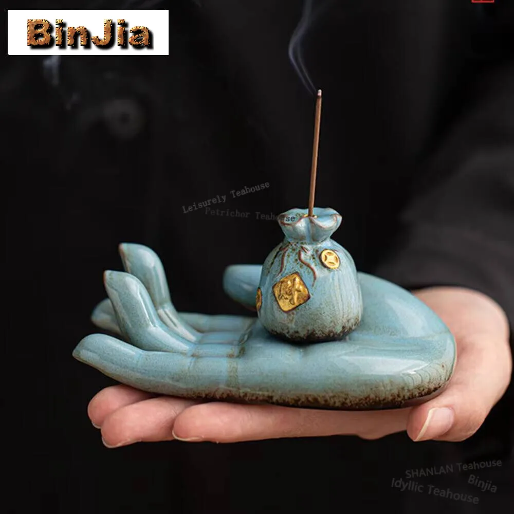 Creative Hands with Money Ceramic Incense Inserts Small Burners Household Zen Censer Burner Holder Seats Tea Rooms Ornaments
