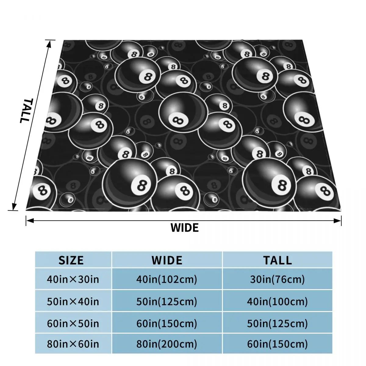 Billiards Black 8 Ball 8-Ball Black And White Blanket Soft  Flannel Throw Blanket Bedspread for Bed Living room Picnic Travel