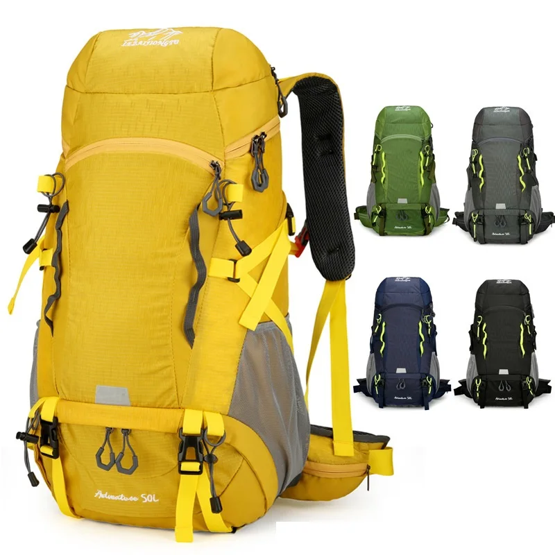 Outdoor Travel Hiking Backpack 50L Rainproof Nylon Camping Rucksack Mountaineering Bag