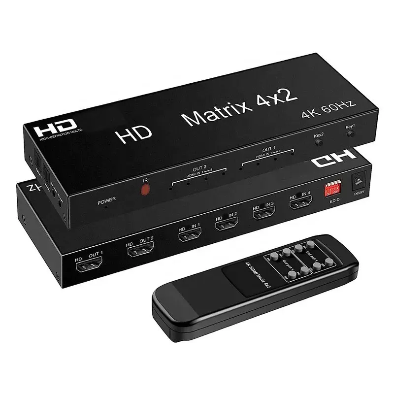 

4K 60Hz Matrix 4X2 2 In 4 Out HDMI-compatible Splitter Switch Audio Extractor 2.0 2x4 1080p for PS3/4 DVD PC To TV Monitor