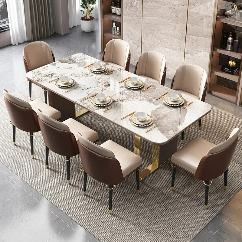 

Luxury 6 Person Dining Table Gold Legs Unique Stainless Steel Dining Table Kitchen Restaurant Nordic Stoly Do Jadalni Furniture