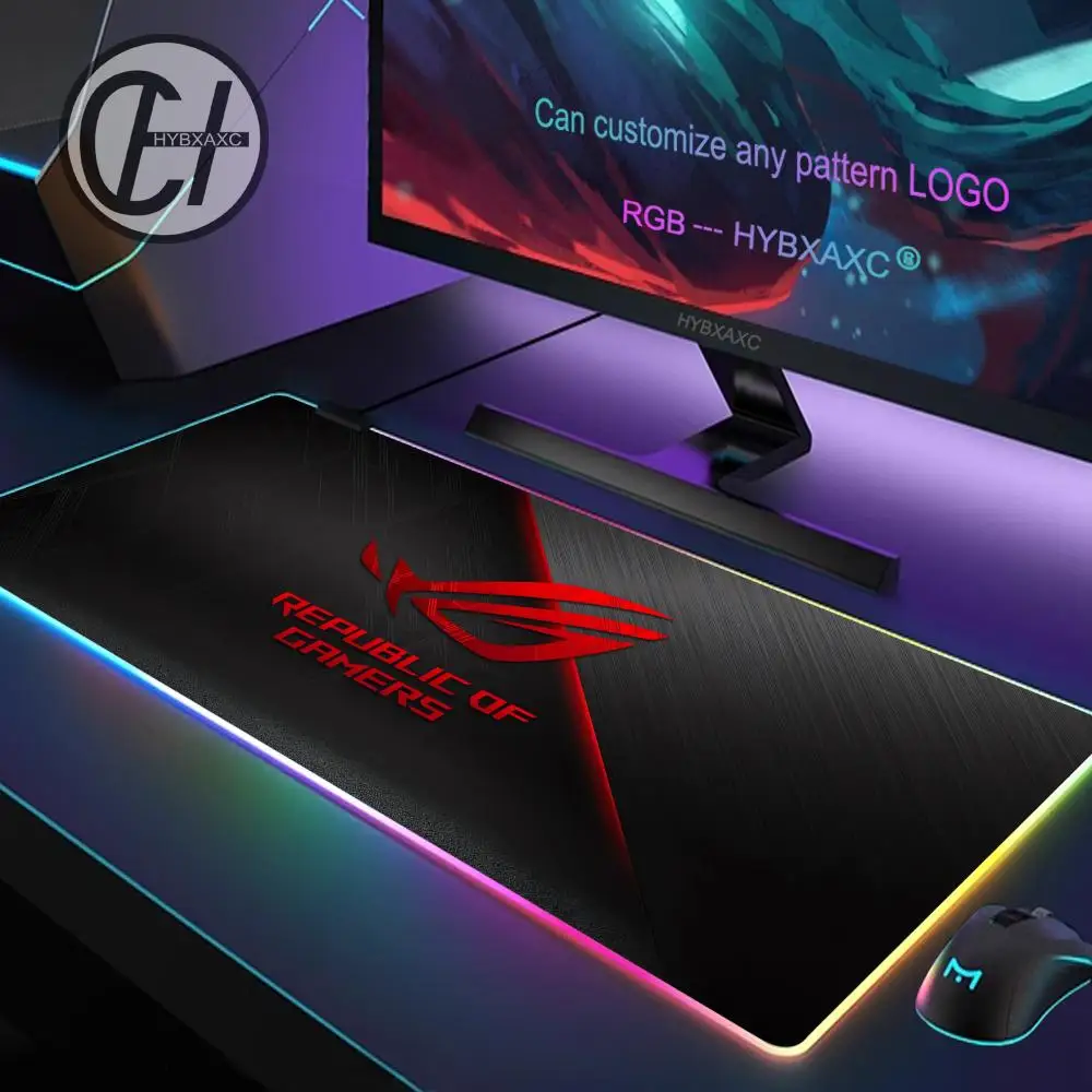 R_republic of G_gamers RGB Gaming Mouse Pad LED Large Gamer Mousepads Computer Keyboard Mat Luminous Desk Mat Backlit
