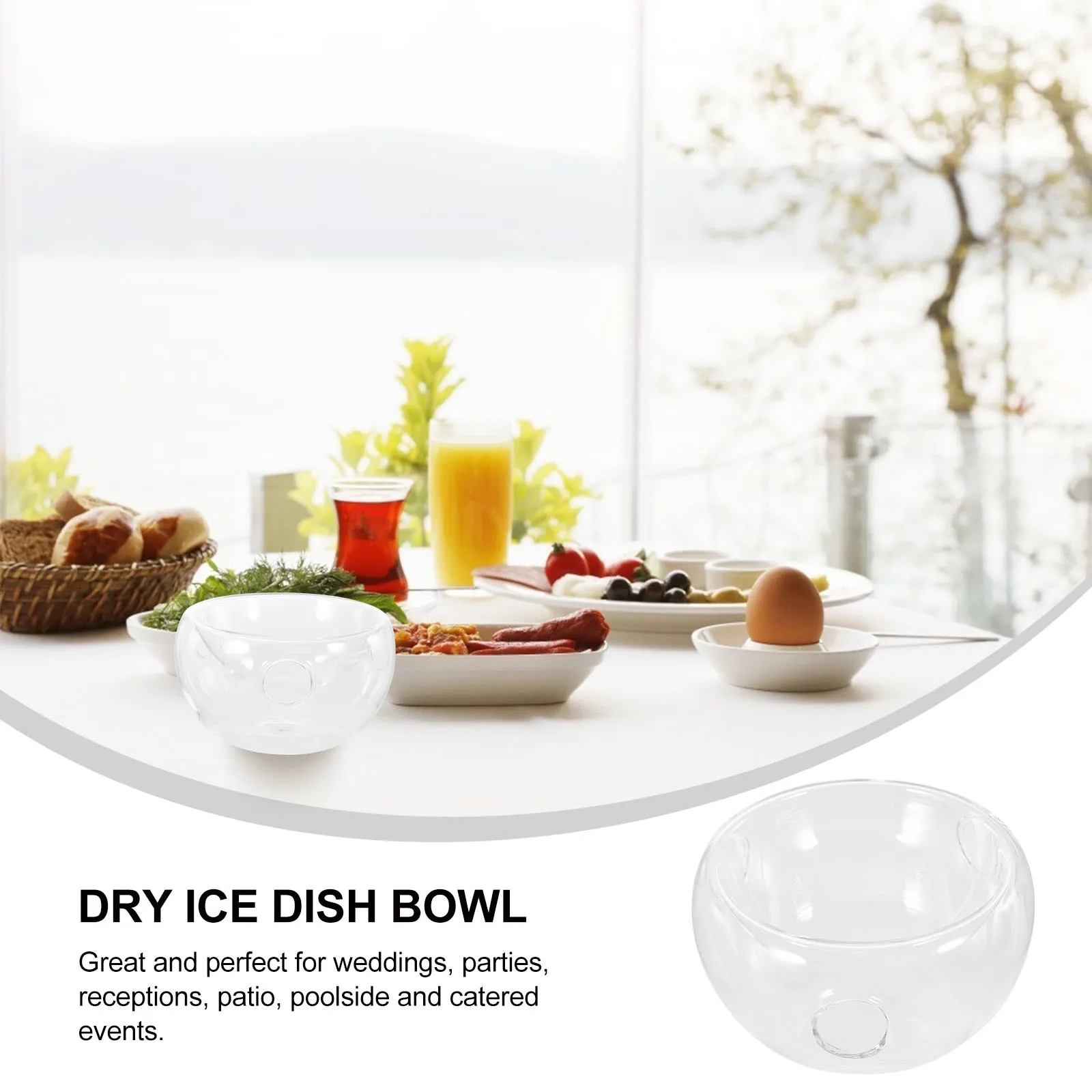 

1Pcs Dry Ice Creative Transparent Glass Bowl Large Double Wall Salad Fruit Holder for Parties Weddings Food Tableware