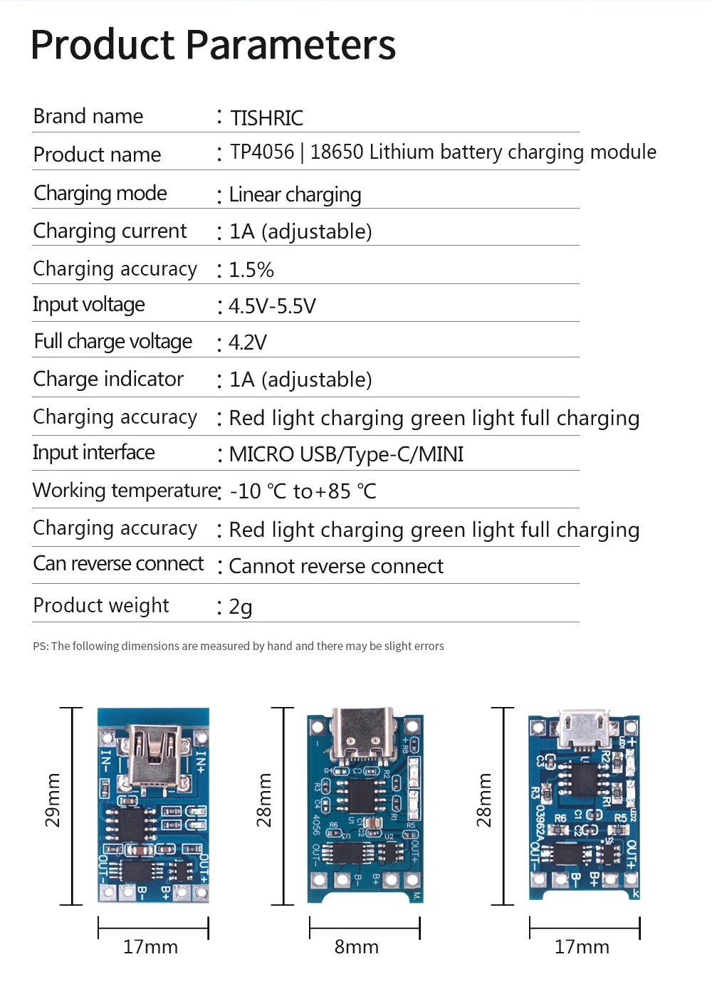 1-10PCS Typ-c Micro Mini 18650 TP4056 Lithium-Batterie Ladegerät Modul 5V 1A Lade Board mit Schutz Dual Funktionen Li-Ion – Detail 2