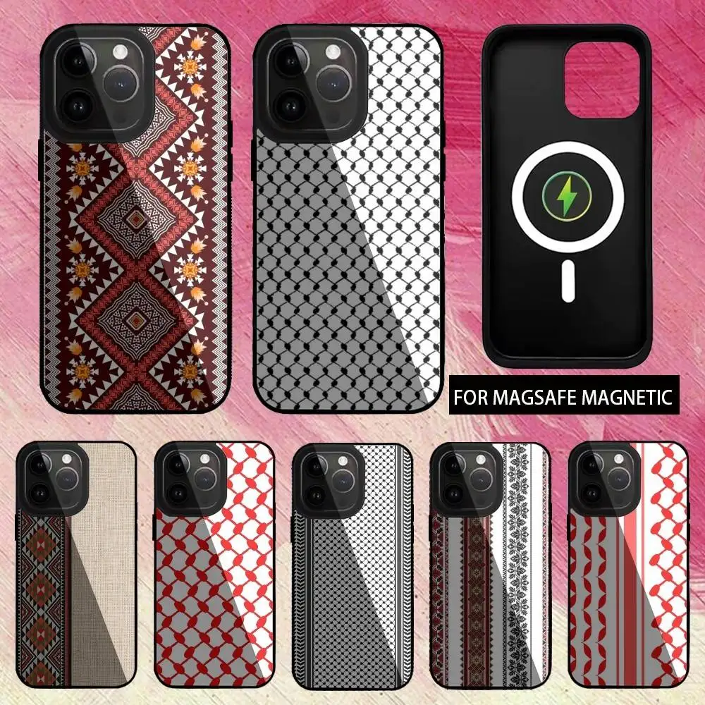 

P-Palestine-S H-Hattah K-Keffiyeh Phone Case For iPhone17,16,15,14,13,12,11 Plus,Pro Max Magnetic For Magsafe Wireless Charging