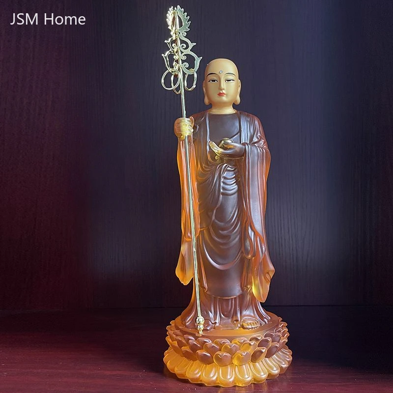 Ksitigarbha King Bodhisattva Buddha Statue Water Glaze Statue Craft Resin Ornaments Home Offerings Decor
