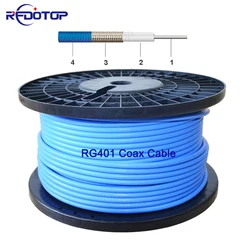 Cable semiflexible RG401 50-5 azul, prueba de alta frecuencia de 50 ohmios, Cable Coaxial RF, puente Pigtail, 4G, 1M-50M o personalizado, nuevo