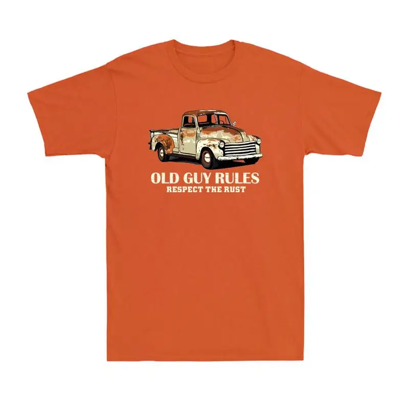 Old Guy Rules Respect The Rust Classic Funny Vintage Men's Cotton T Shirt