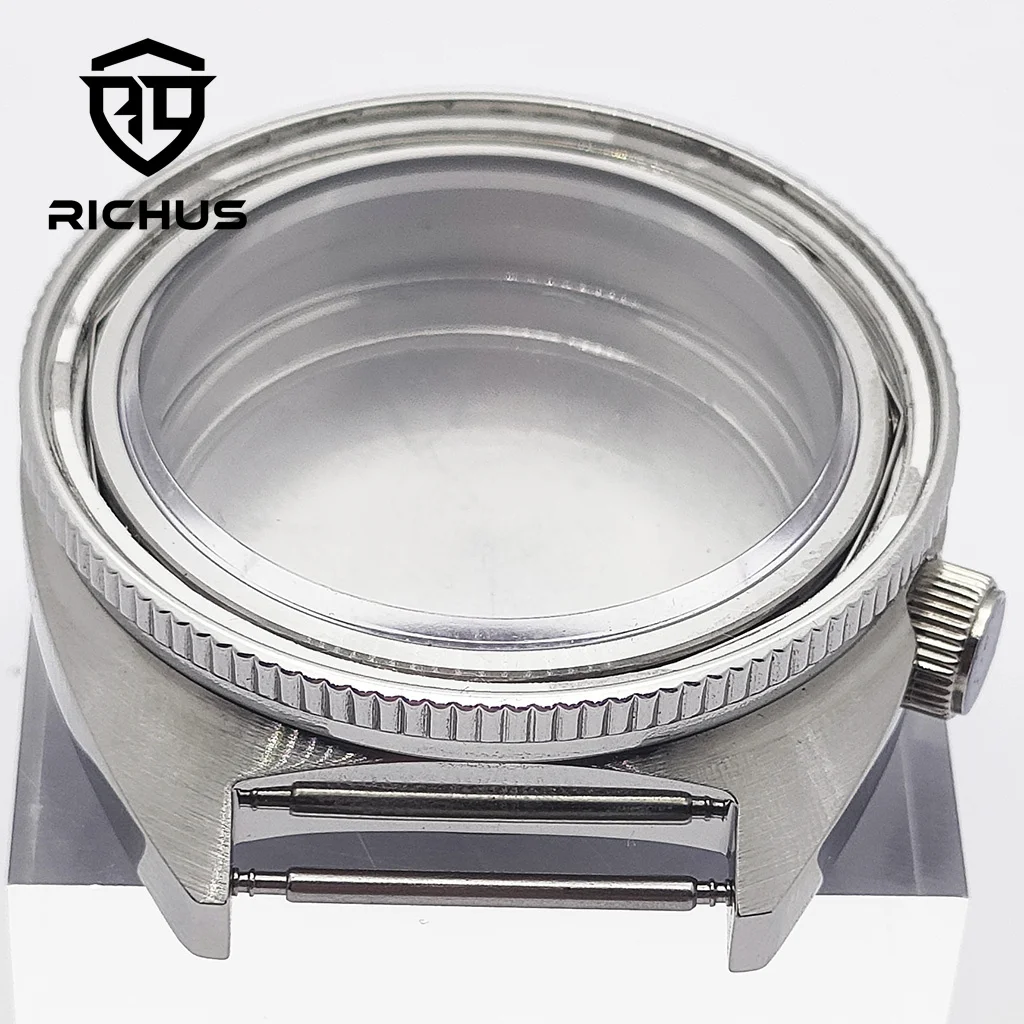 Корпус для часов RICHUS NH35 40 мм Серебряный корпус для часов Сапфировое стекло Корпус с короной на 4 часа с безелем Подходит для механизма NH34 NH35 NH36