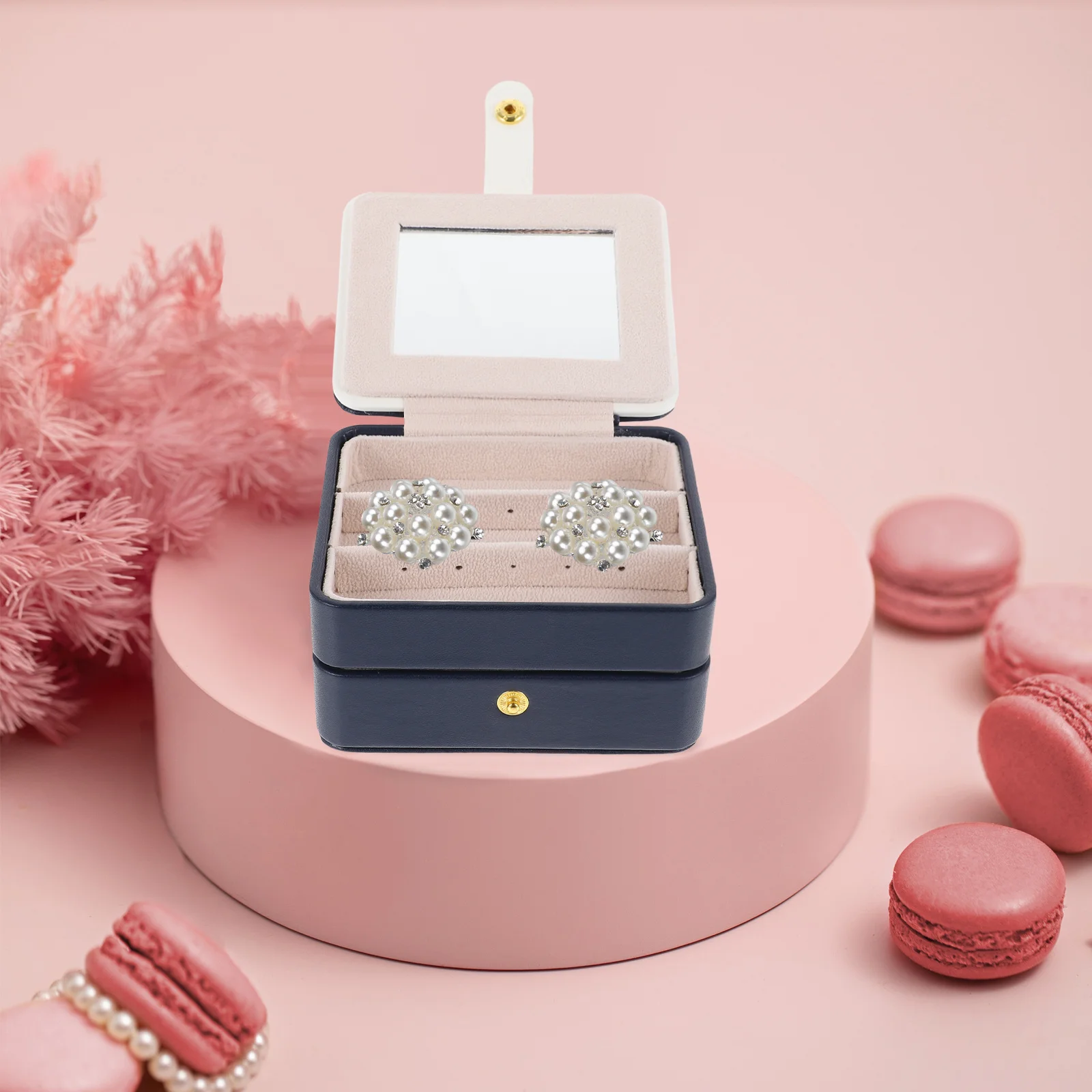 Jewelry Storage Box Double-Layer Divided Simple Organizer for Rings Necklaces Earrings Desktop Jewelry Holder Desktop Box