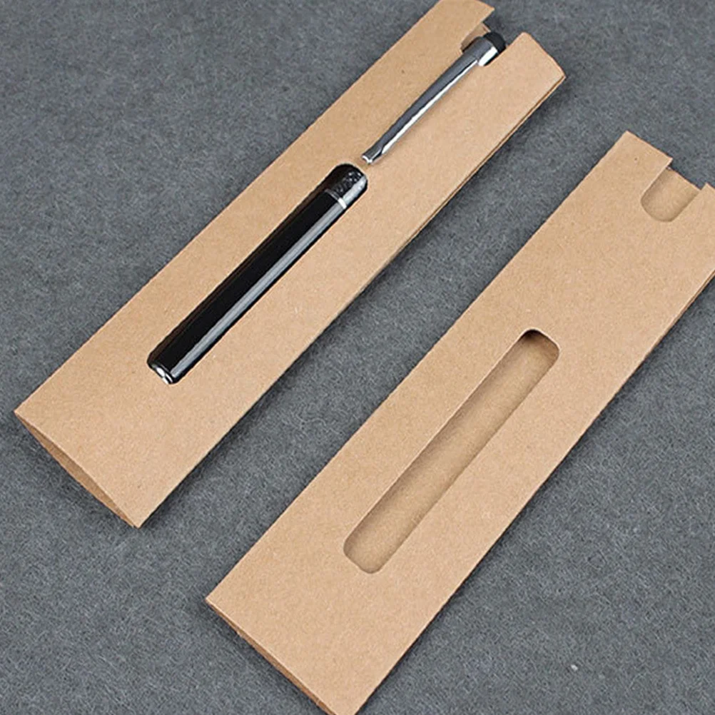 40 قطعة من أكياس القلم الورقية مادة كرافت سميكة مع تصميم نافذة حقيبة تخزين القلم تغليف الهدايا كم ملحقات المكتب