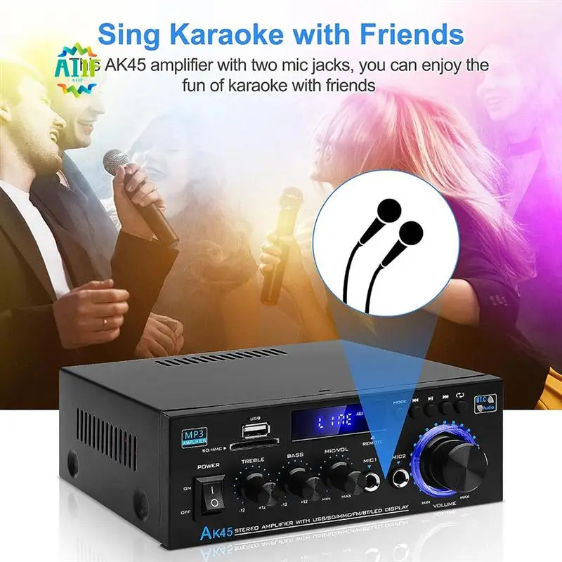 

A11F-1 PCS AK45 Digital Power Amplifier Power Amplifier Audio Two-Channel Power Amplifier Auto Supplies EU Plug