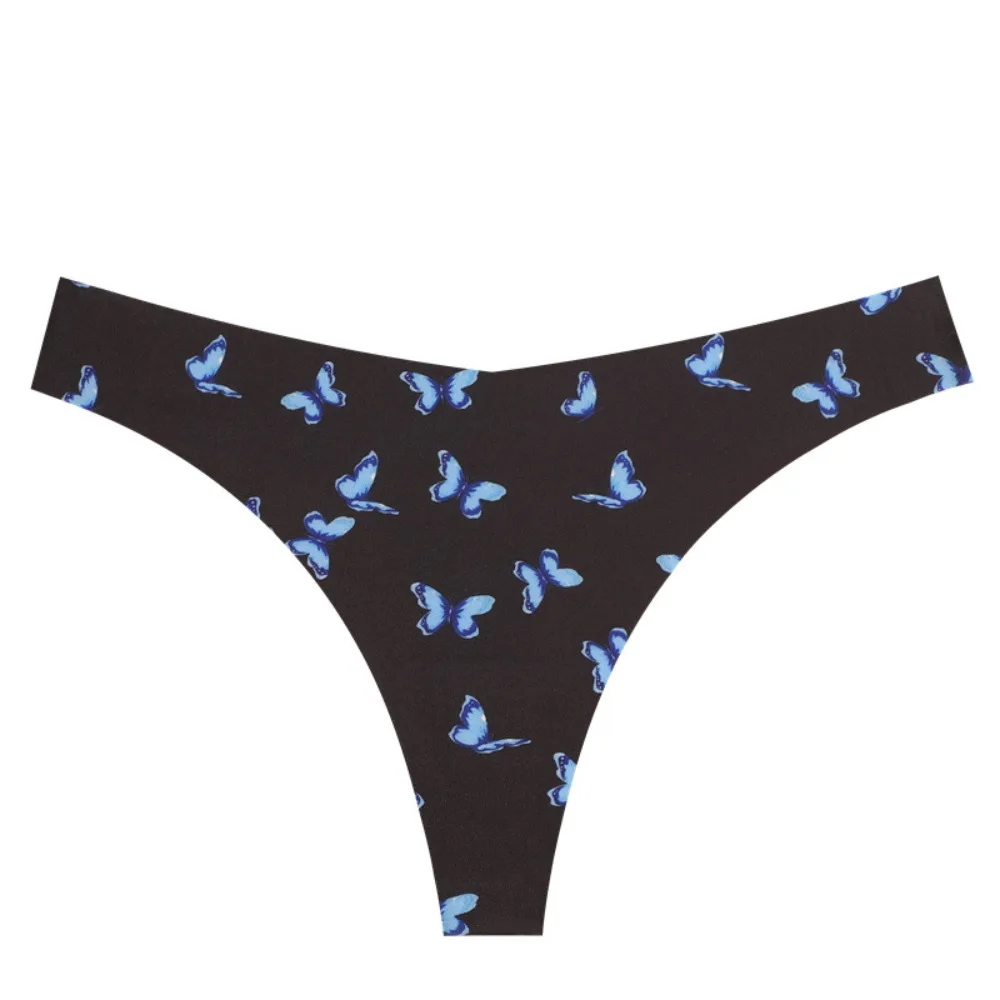 

Fashion Cotton Crotch Underwear for Women Butterfly Low-waist Seamless Thong Lip Underpants Leopard Panties Gifts