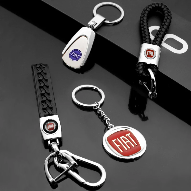 Leather Woven Metal Car Keychain Key Car Key Rings Accessories For Fiat 500 Ducato Panda 500L Punto Musa Stilo Palio Bravo Doblo