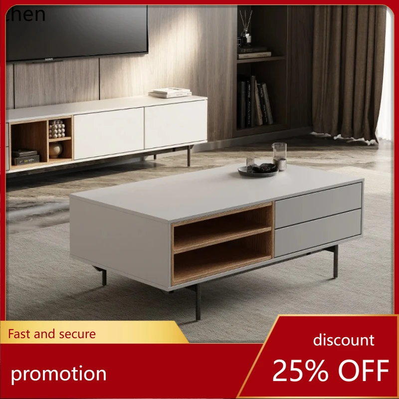 

HXL Coffee Table and TV Cabinet Set Modern Simple Living Room Rectangular Storage Solid Wood Coffee Table