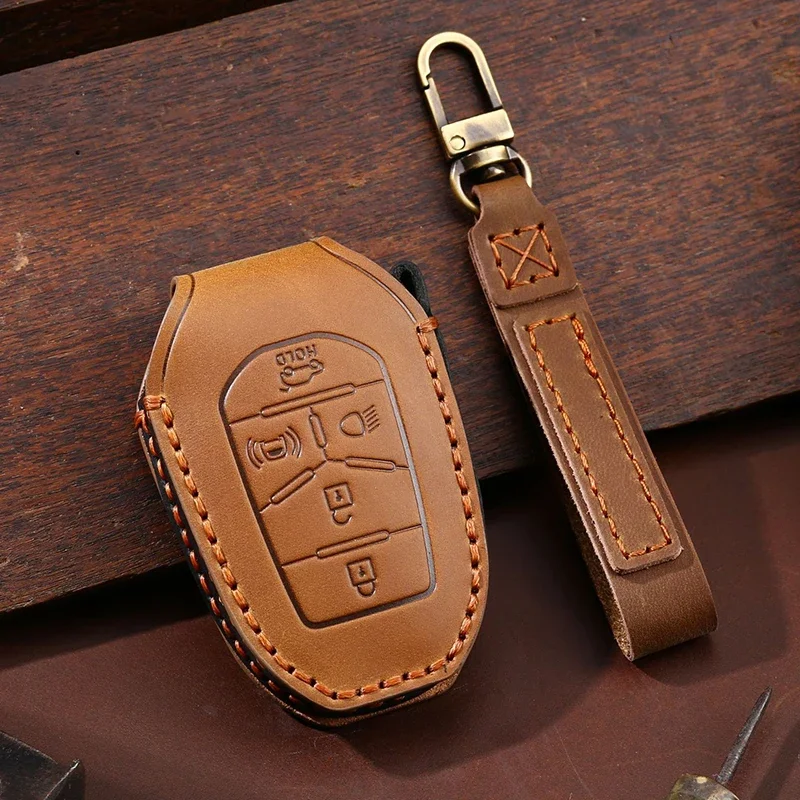 Luxury Leather Car Key Case Cover Fob Protector for Ssang Yong 2020 G4 Rexton Accessories Keychain Holder Remote Keyring Shell