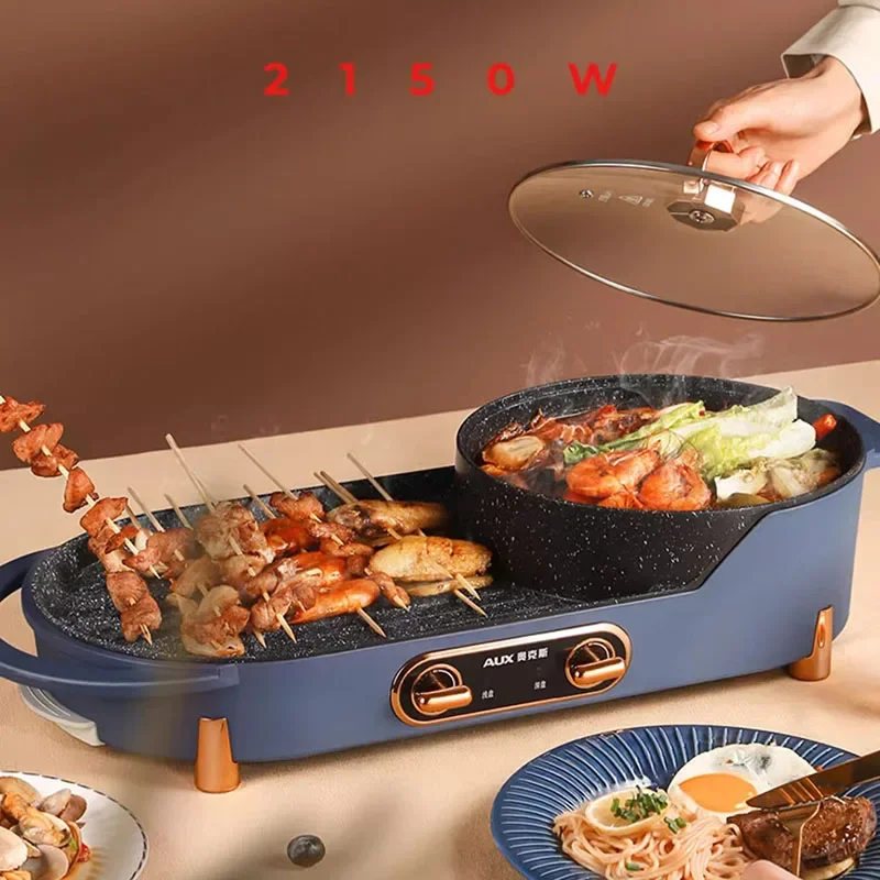 Electric Grill Plate Hot Pot Bbq Ramen Pressure Non-stick Chinese Hot Pot Functional Korea Noodle Soup Fondue Chinoise Cookware