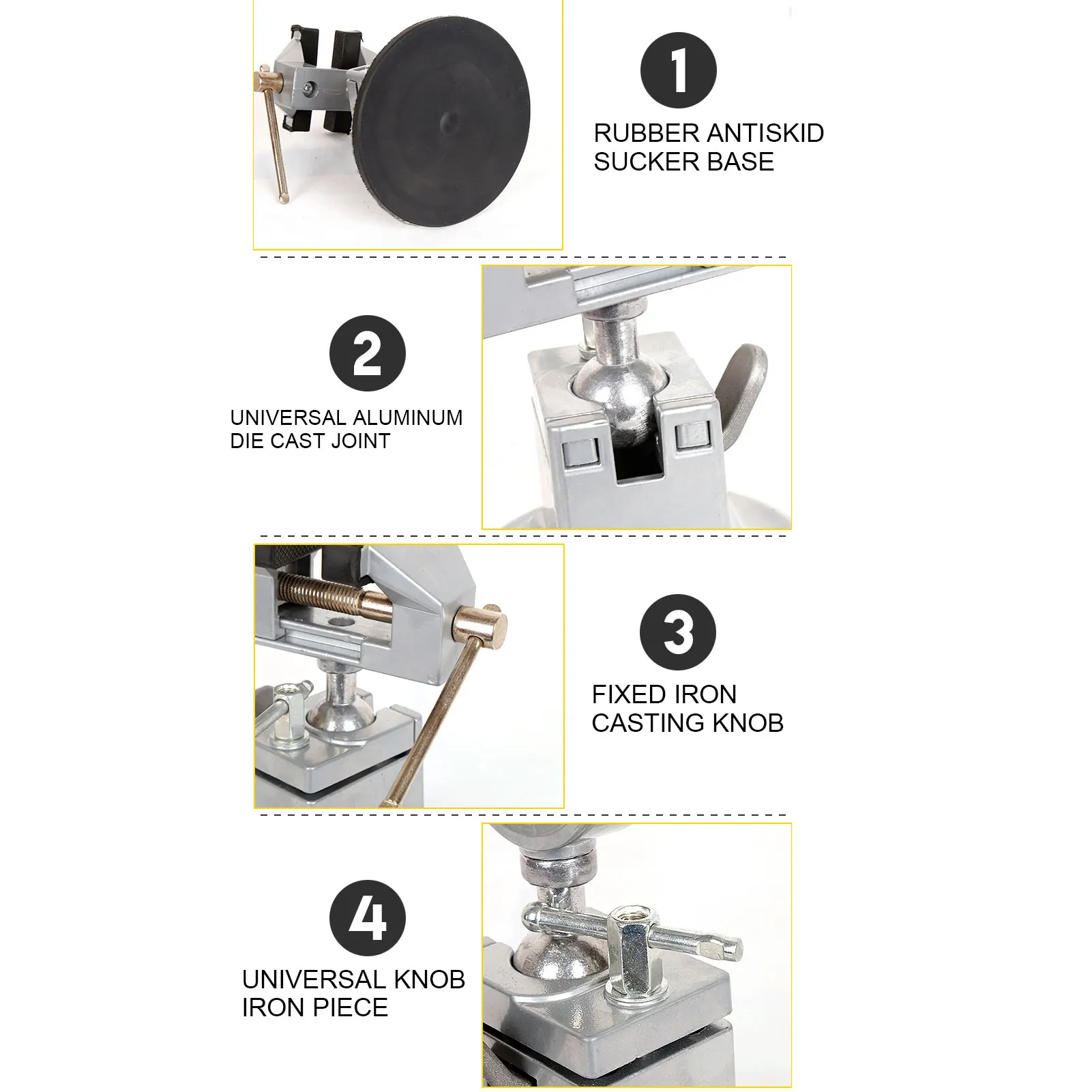 منجلة منجلة عالمية منجلة المشبك منجلة صغيرة 360 درجة العالمي الدورية منضدة المشبك مع قاعدة كأس الشفط
